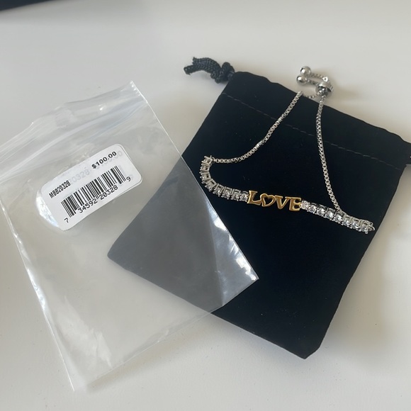 Macys Love Adjustable Bracelet with Fine Silver, Gold and Crystals - Picture 3 of 9